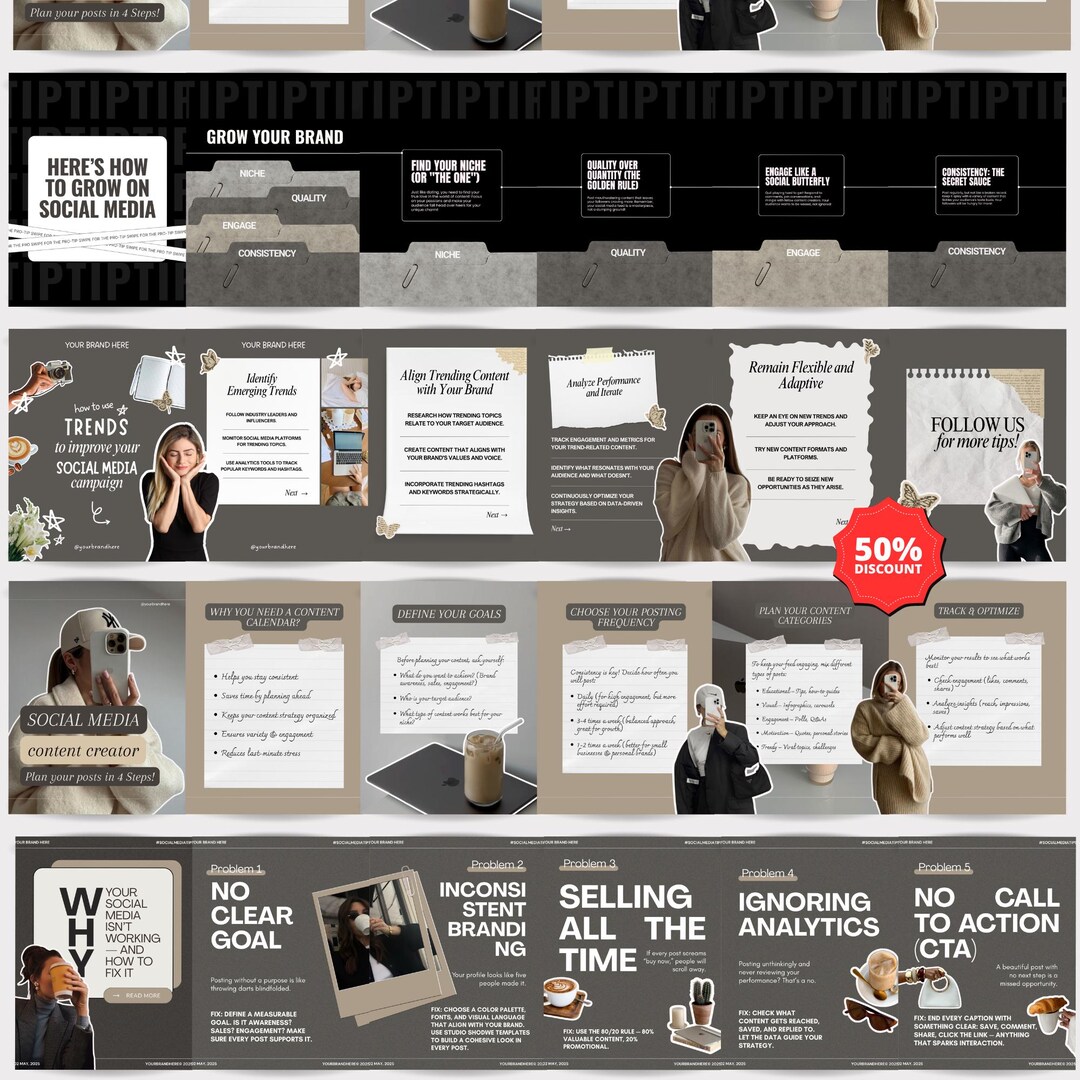 Aesthetic Carousels, Carousel Bundle, Carousel Template Canva ...