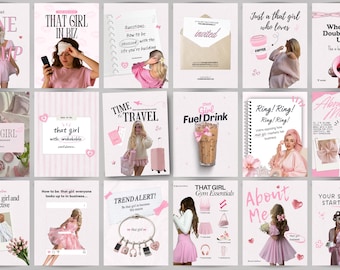 Girly template, Instagram templates, Instagram templates canva, Pink instagram templates, That girl templates, Social media templates