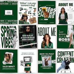 Instagram template, Instagram template canva, Instagram posts, Social media post, Social media manager, Green template, Green instagram