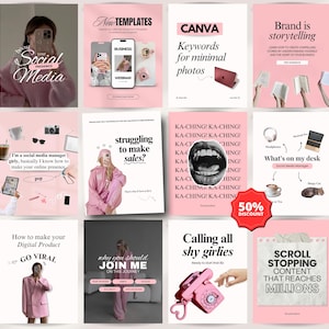 Pink instagram templates, Pink template, Pink instagram, Aesthetic instagram templates, Instagram templates, Instagram templates canva, Mrr