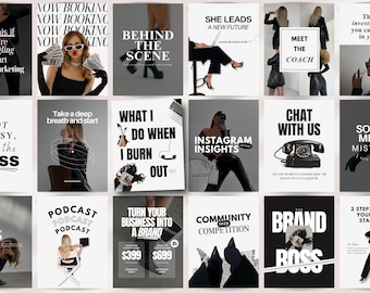 Black & White Instagram Templates, Instagram tempates, Instagram templates canva, Instagram coaching, Social media canva, Social media posts