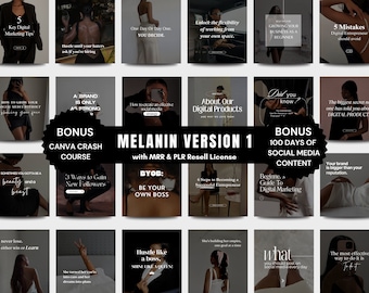 Melanin Instagram Templates: Faceless Marketing, MRR PLR Canva (Digital Download)