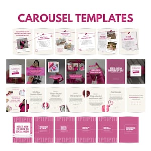 Pink Instagram Carousel Templates, Feminine Social Media, Instagram carousel, Carousel templates, Pink carousel, Seamless carousels,