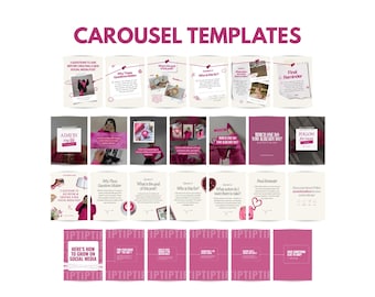 Pink Instagram Carousel Templates, Feminine Social Media, Instagram carousel, Carousel templates, Pink carousel, Seamless carousels,