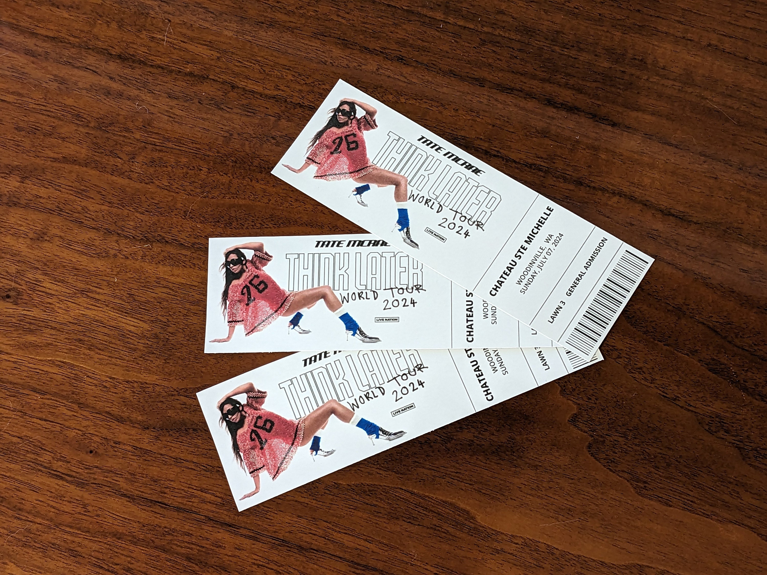 Personalizable Tate Mcrae Think Later Concert Tickets 