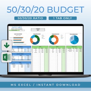 50/30/20 Budget Spreadsheet: Simple Excel Template
