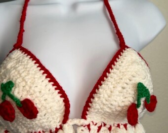 Handmade Crochet Cherry Bralett