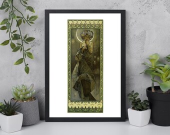 Alfons Mucha - Impresión Art Nouveau de La Luna - Arte mural astrológico