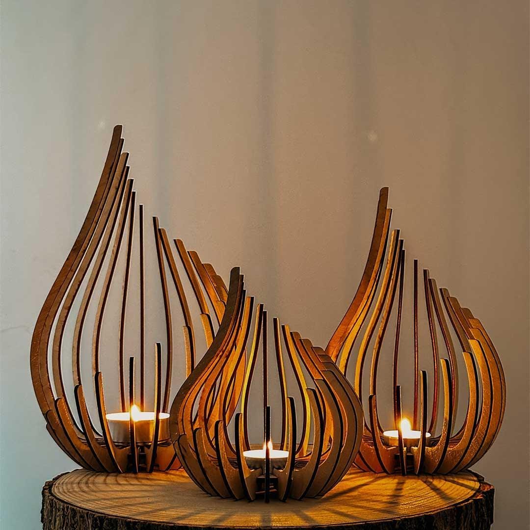 Holz wand kerze