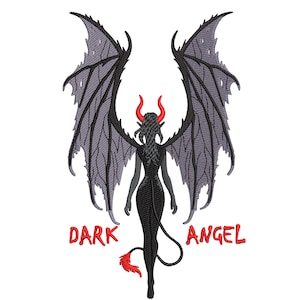Embroidery Design – Dark Angel – Demon Wings Woman