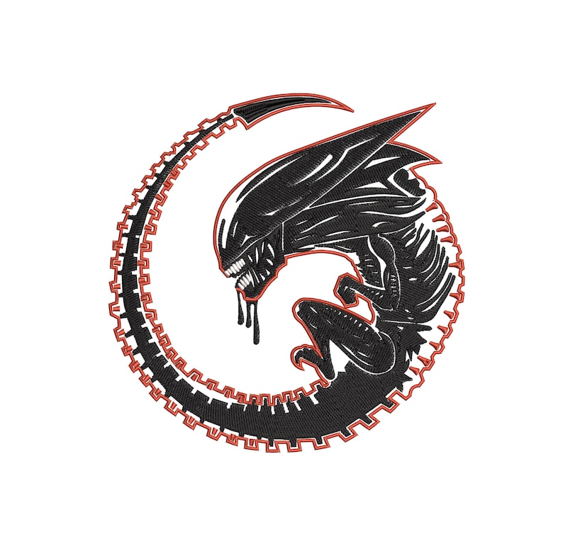 Embroidery Design – Alien Creature Emblem – Sci-fi Horror - Etsy