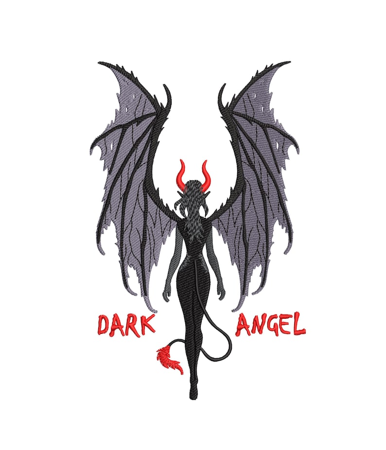 Embroidery Design – Dark Angel – Demon Wings Woman - Etsy