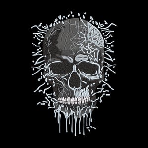 Motif de broderie tête de mort – Tête de mort gothique sombre avec effet fondant
