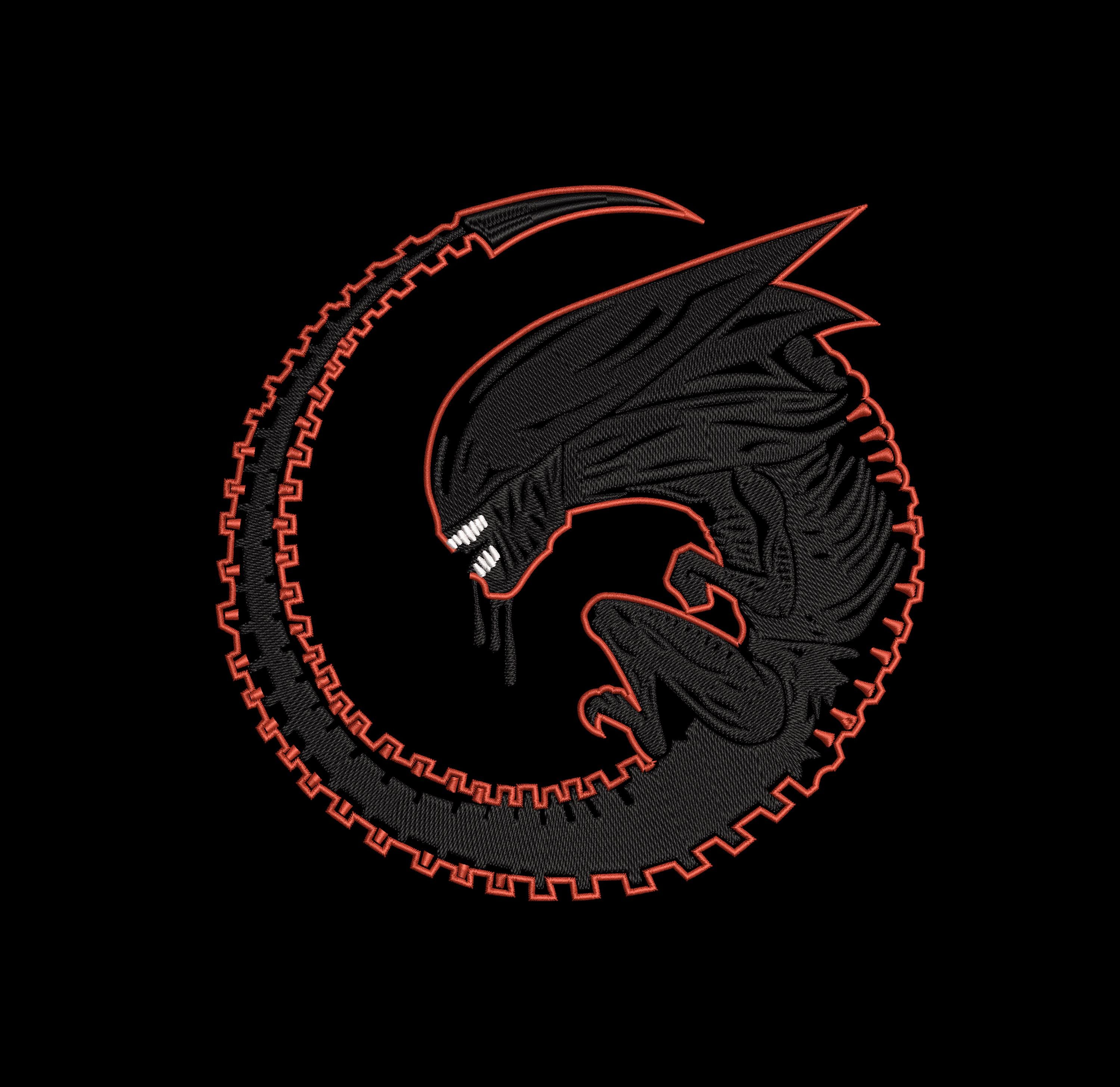 Embroidery Design – Alien Creature Emblem – Sci-fi Horror - Etsy