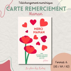 Carte Digitale imprimable pour Maman / cadeau maman, remerciement Maman