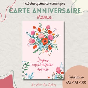 Carte Digitale imprimable pour Mamie / cadeau mamie, cadeau anniversaire mamie / joyeux anniversaire mamie