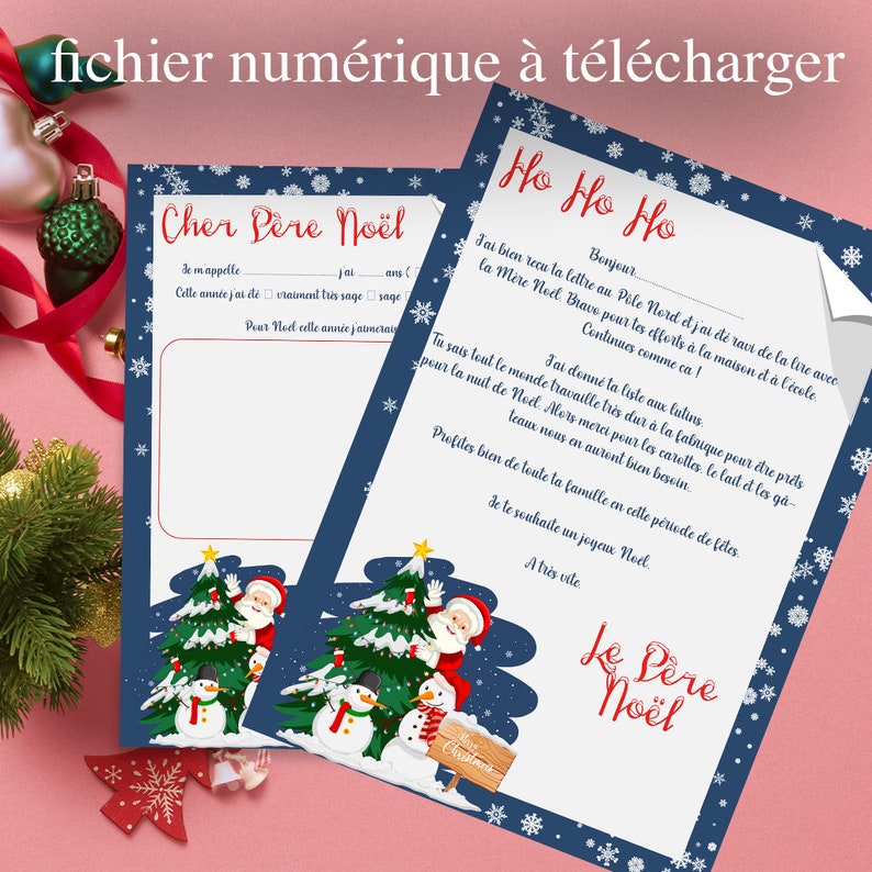 Lettre au père Noël et sa réponse Kit Numérique Etsy France