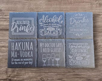 4 Inch Personalized Slate Coaster