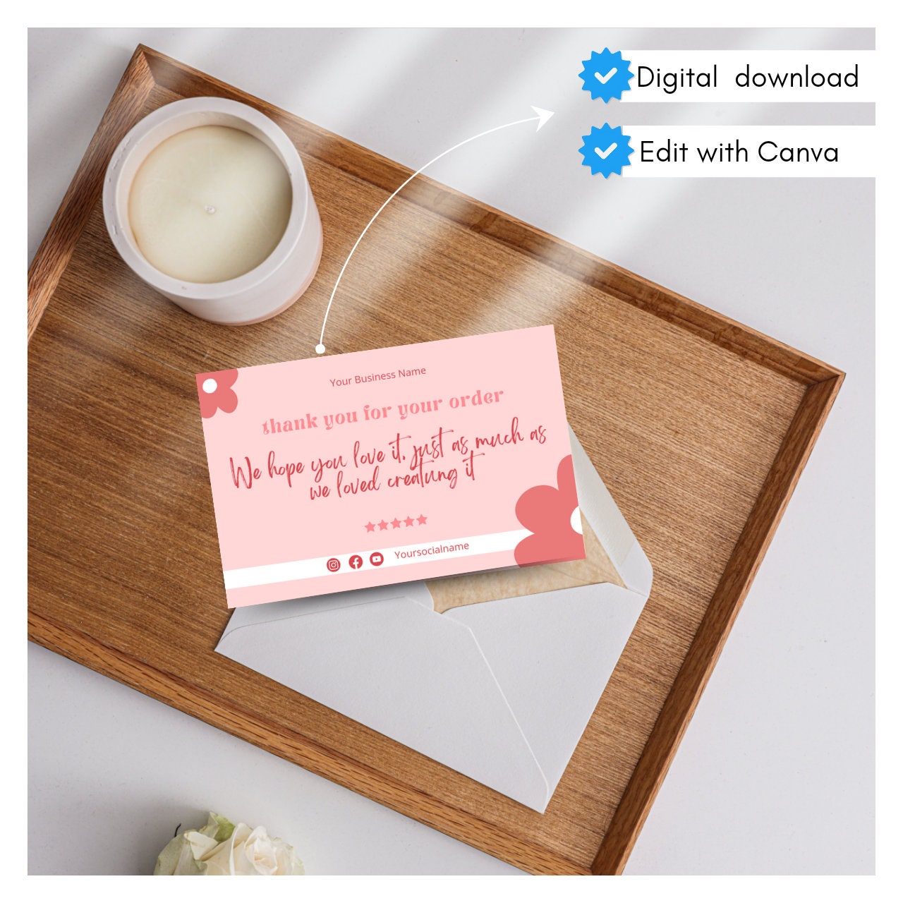 Printable Thank You Card, PDF Instant Download, Calligraphy, Thank You ...