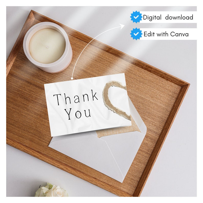 Printable thank you card, PDF Instant download, Calligraphy, Thank You Cards, DIY Cards zdjęcie 3