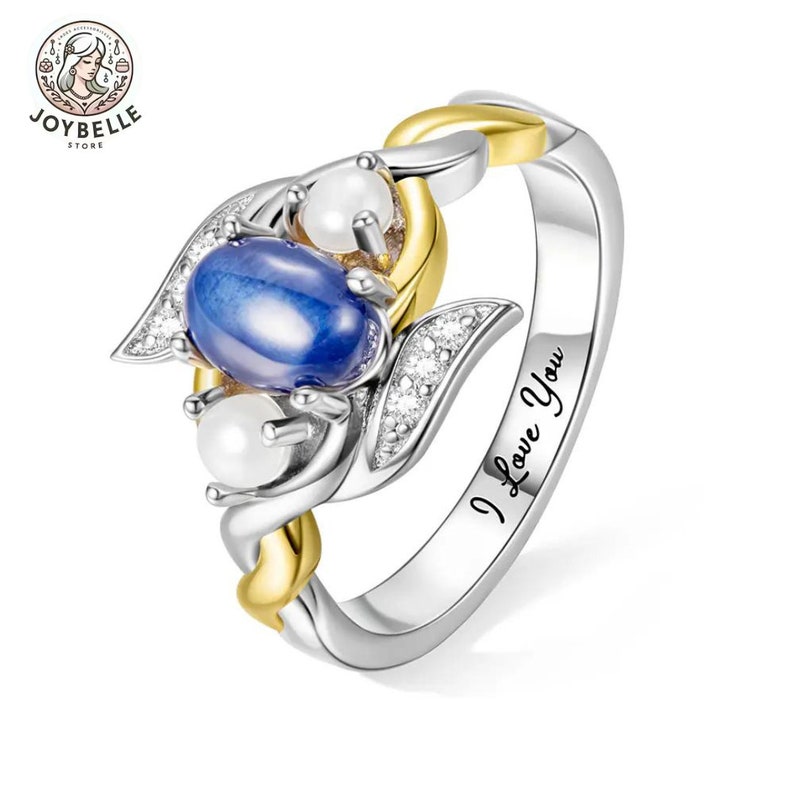 Blue Star Sapphire Ring, Feyre Wedding Inspired, Gold-plated Silver ...