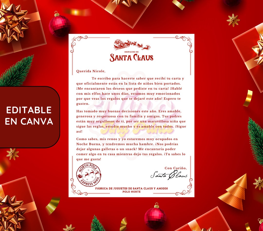 Official Letter From Santa Claus Editable and Personalized Instant ...