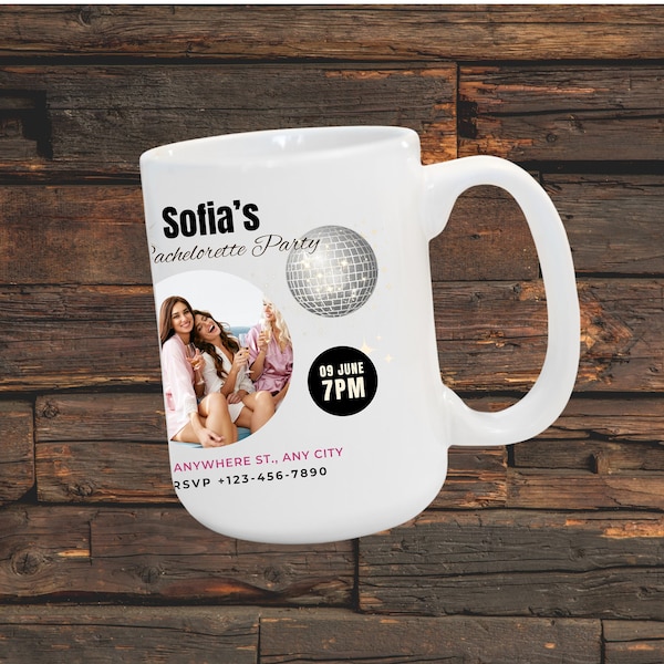 Personalized Bachelorette Picture Mug - Custom Name Celebration Cup - Unique Bride Squad Gift,Memorable Hen Party Gift,