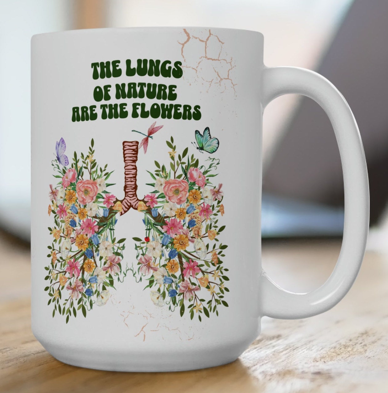 Floral Human Lungs Coffee Mug, Pulmonologist Appreciation Gift
