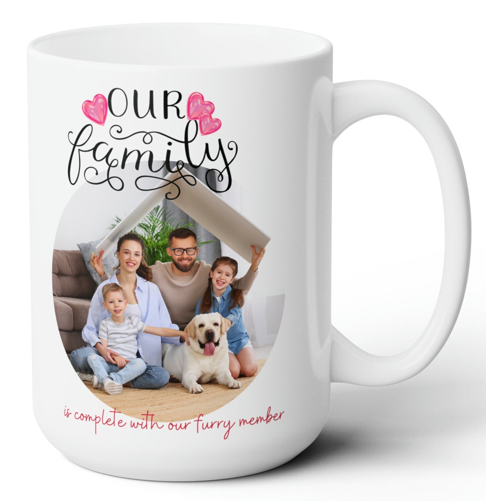 Personalized Mug Family Portrait Mug Family With Dog Family Coffee Mug ...