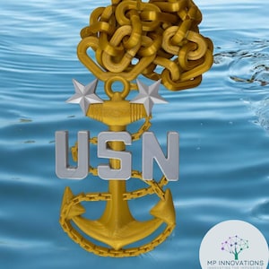 Custom 3D Printed Navy Master Chief Anchor Necklaces with Chain - Multiple Sizes and Colors