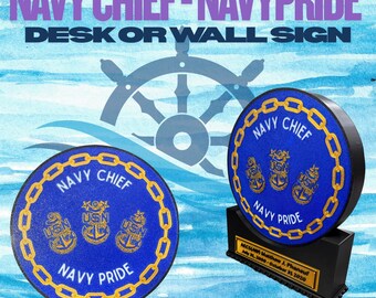 Navy Chief Pride Schild: Individuelles Geschenk zum Ruhestand, Schreibtisch oder Wanddeko