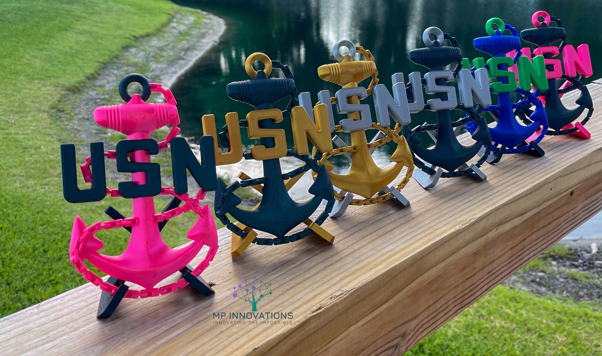 3D Printed US Navy Chief Petty Officer Anchor - Custom Sizes and Colors, Includes Magnet or Wall Clip