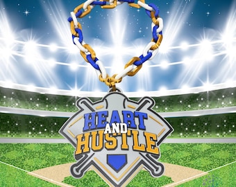 Heart and Hustle Baseball Medaillon Halskette - 3D gedruckte Sport-Kette (Team Colors)