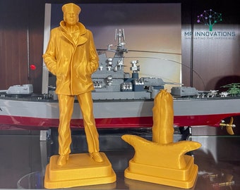 3D Printed statue of Sailor with Seabag and Mooring Bit - Custom Sizes and Colors