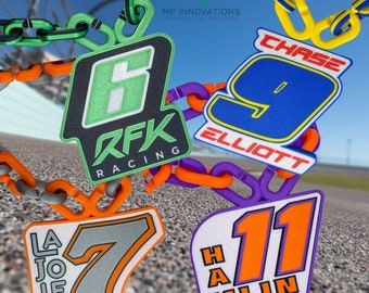 Benutzerdefinierte 3D gedruckte Nasscar Cup Series Fahrernummer Medaillon - personalisierte Farben und Ketten