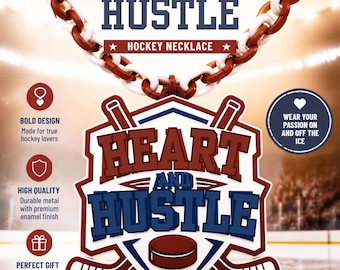 Herz- und Einsatz-Hockey-Medaillon-Halskette | 3D-gedruckte Teamkette, Geschenk für Spieler