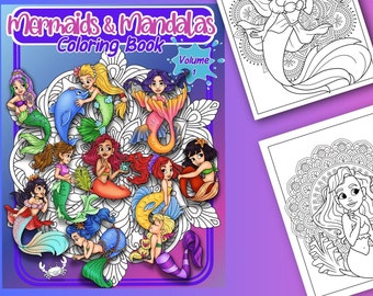 Mermaid Mandala Coloring Pages: Kids DIY Art (Digital Download)