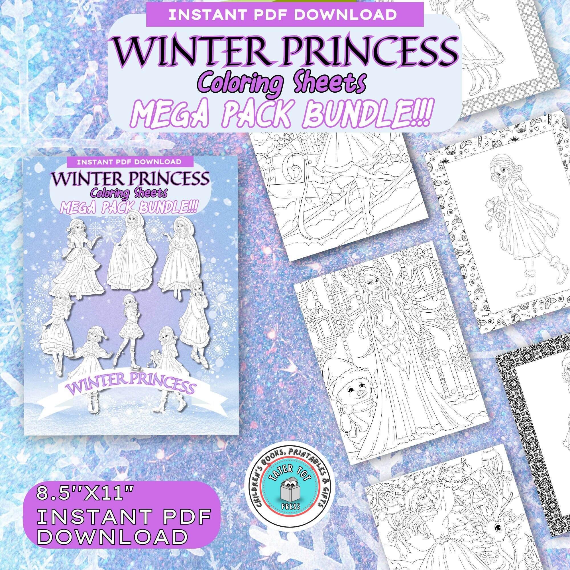 Winter Princess Coloring Pages-magical Frozen Fun for Kids-instant ...