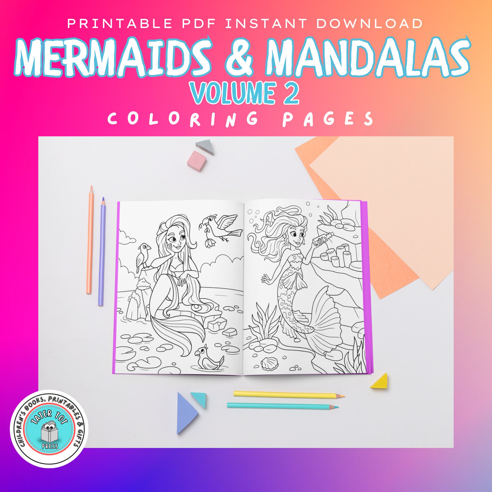 Mermaid Mandala Coloring Pagesvol 2 Instant Digital - Etsy