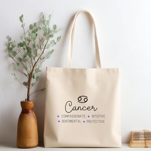 Cancer Cotton Tote Bag, Astrological Symbol Tote Bag, Horoscope Zodiac Birthday, Cute Cancer Tote Bag, Perfect Zodiac Gift for a Cancer