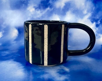 Handmade Ceramic Striped Mug - handmade mug, office mug, tea mug, coffee lovers mug, stoneware mug, stripe mug