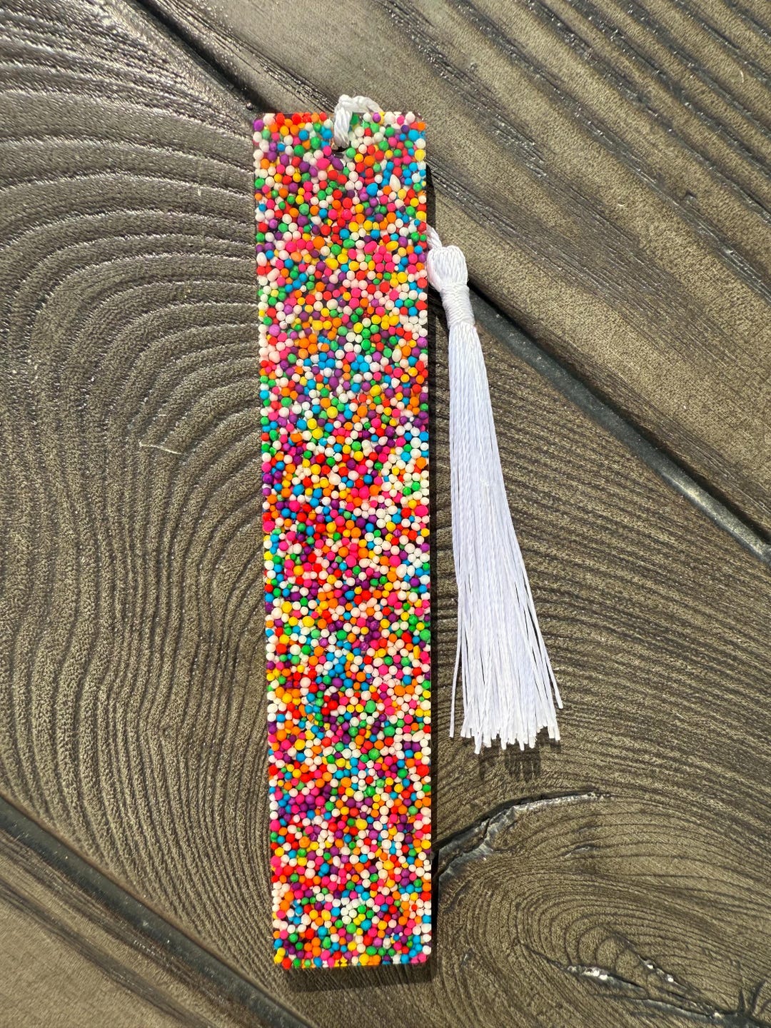 Springles Bookmark Rainbow Non-pareils Sprinkles Resin Bookmark With Tassle - Etsy