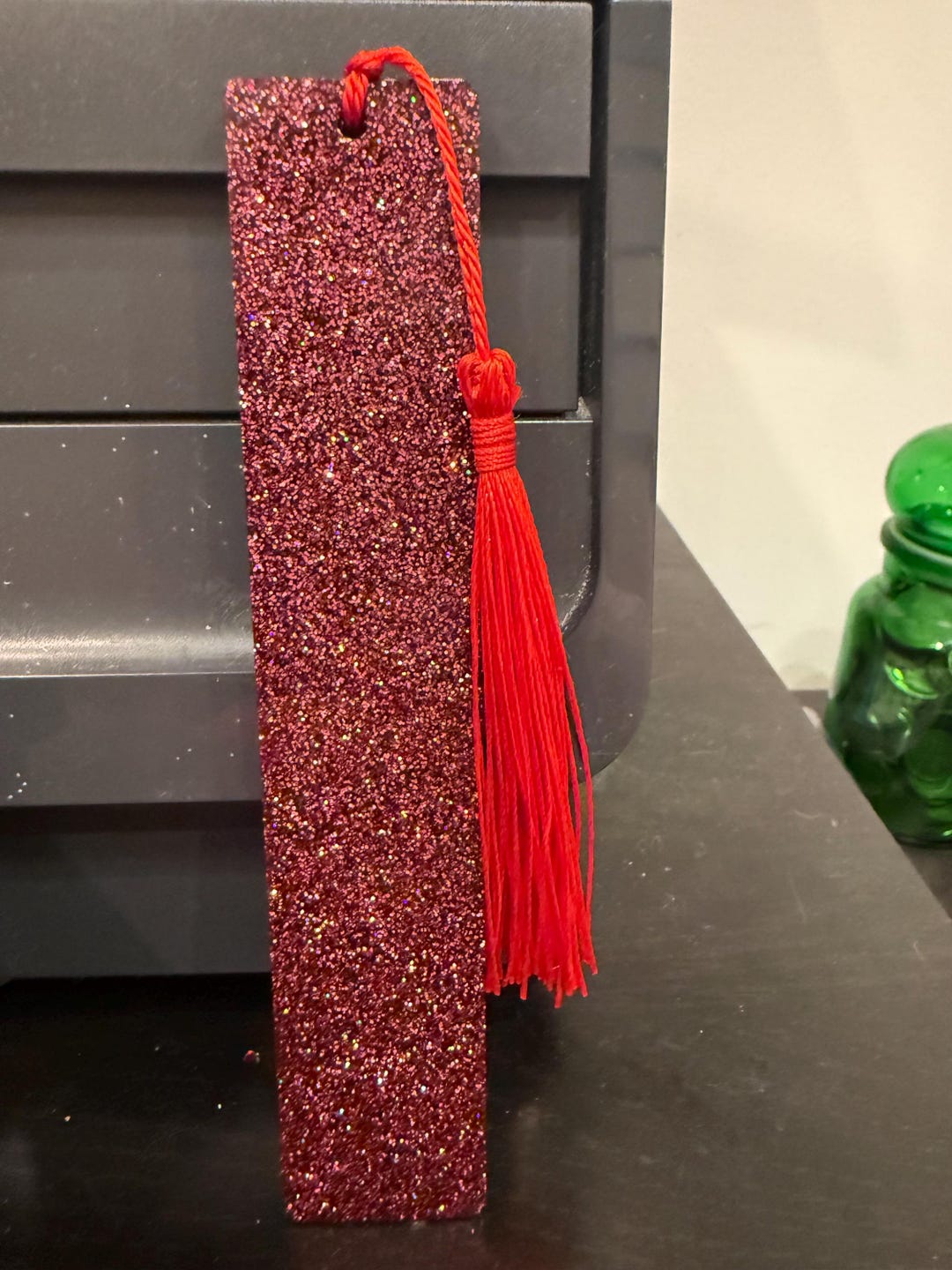 Burgundy Holographic Glitter Resin Bookmark With Tassle - Etsy