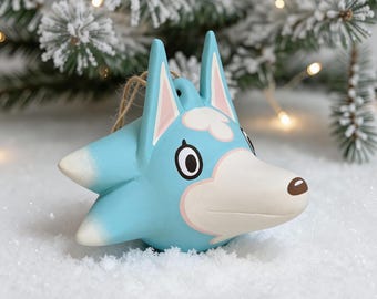 Wolf Villagers - Custom Animal Crossing Ceramic Christmas Ornament – hand made to order villager bauble
