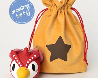 Animal Crossing New Horizons Bell Bag Drawstring Pouch - ACNH Money Purse, Plush Fabric Accessory, Gift Bag, Dice Bag