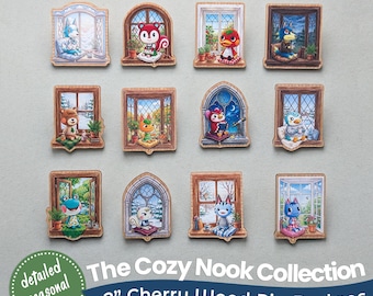 Animal Crossing Pin Badge - ACNH Villager Wooden Pin - 2" Animal Crossing New Horizons Villager Pins - Brooch, Bag Charm, Pin