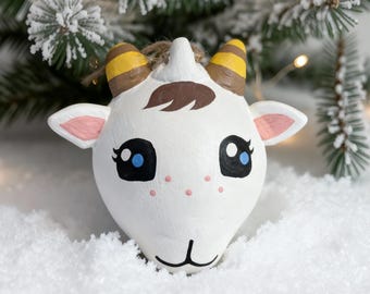 Goat Villagers - Custom Animal Crossing Ceramic Christmas Ornament – hand made to order villager bauble