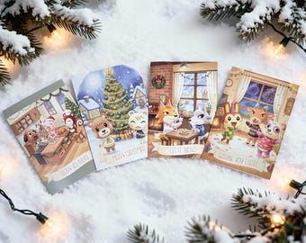 Animal Crossing Christmas Cards - A6 Holiday & New Years Cards