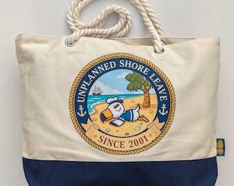 Animal Crossing Canvas Tote Bag - Large Gulliver Beach Bag - Rope Handles and Zip Pocket