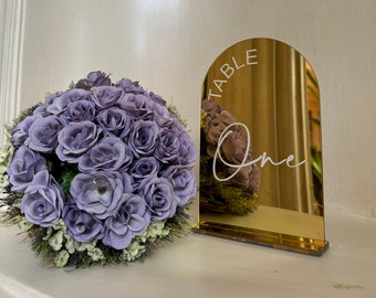 Acrylic Gold Table numbers with stand for weddings and events